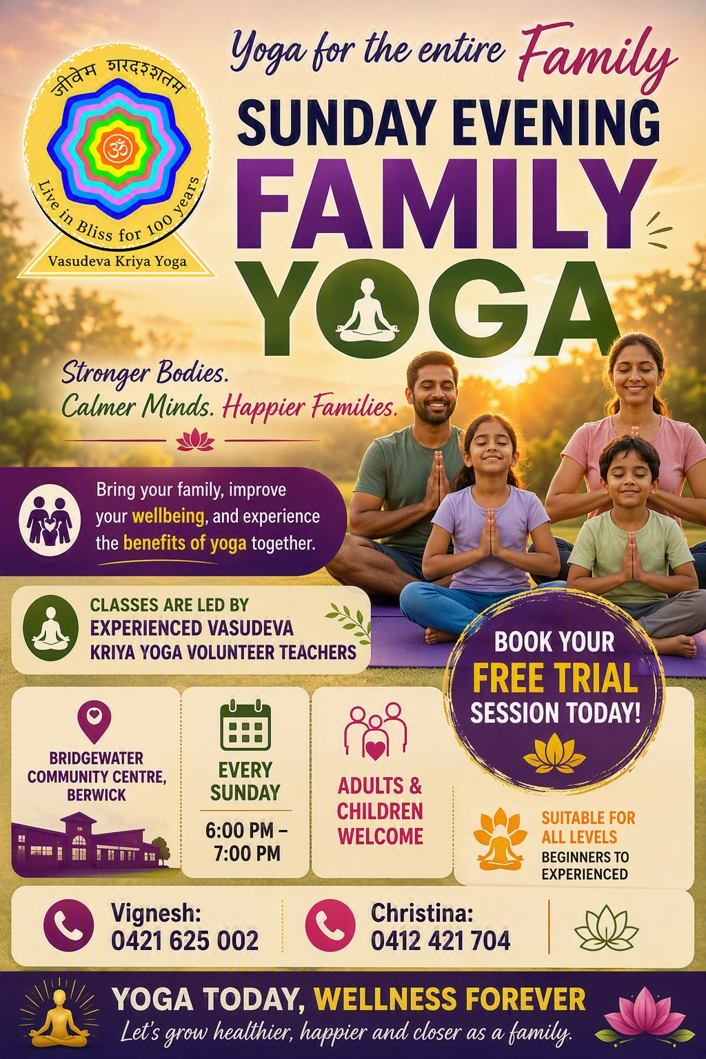SUNDAY EVENING FAMILY YOGA COMMUNITY CENTRE, BERWICK
